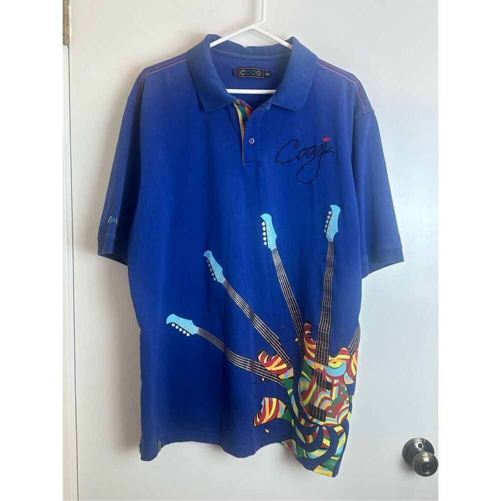 Coogi men's guitar blue polo size 4XL vintage big and tall